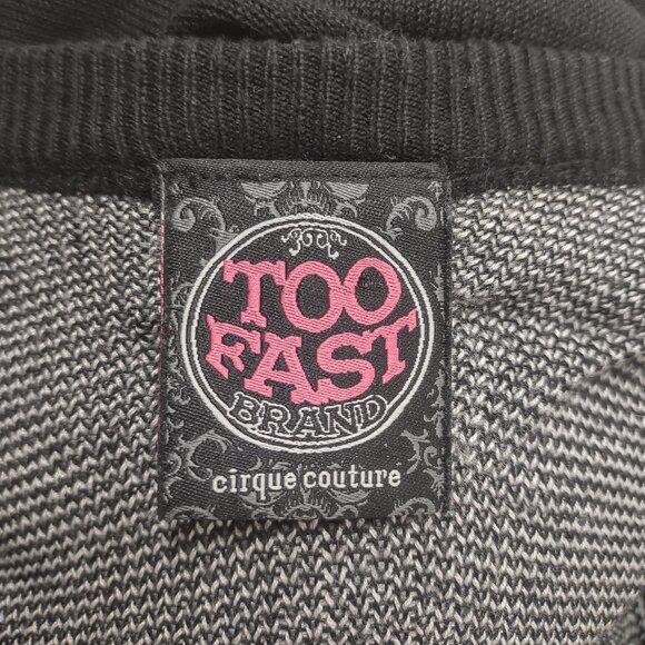 Too Fast black teal embroidered birds button front cardigan sweater ladies Large - Picture 9 of 10